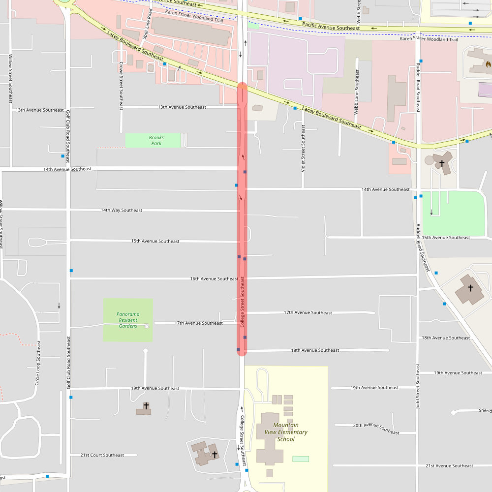 Map of College ST SE Lane Closures